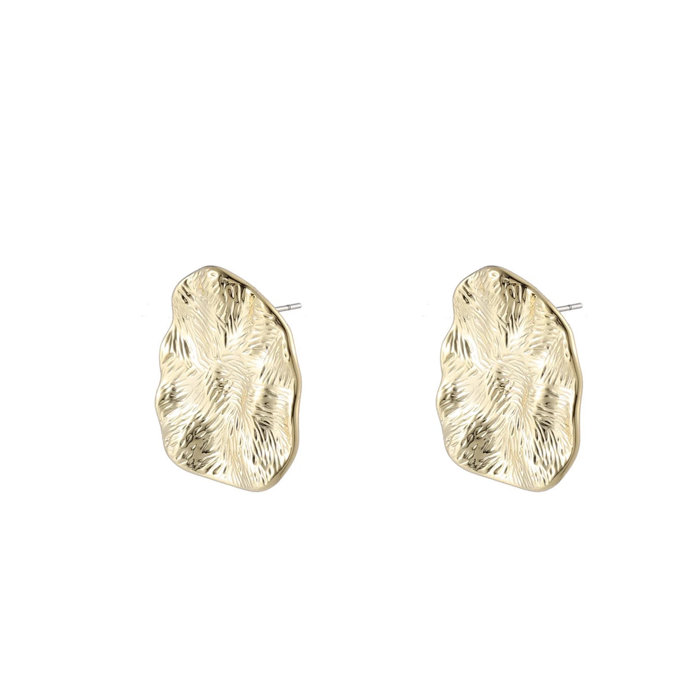 Park Lane Organic Statement Textured Large Gold Plated Earrings - Gold