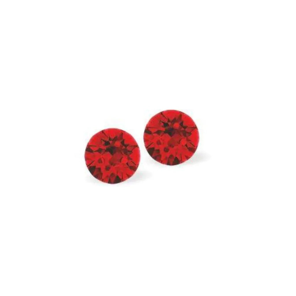 Byzantium Swarovski 6mm Crystal Studs - Chaton - Light Siam Red