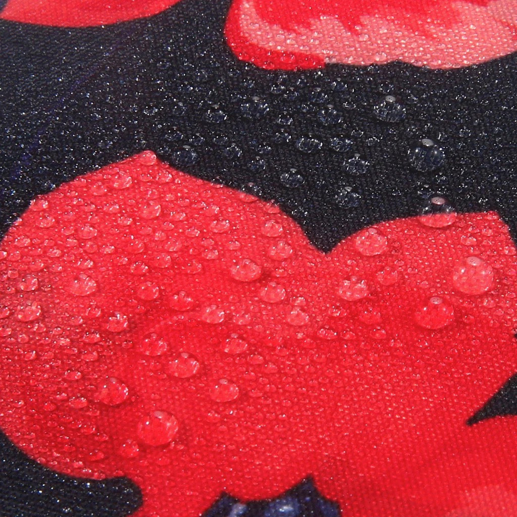Eco Chic Foldable Recycled Shopping Bag - Red Poppies - Navy Blue