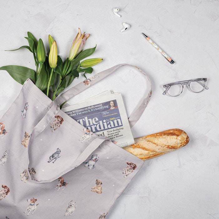 A Dog's Life Foldable Large Shopper Bag - Light Grey - Wrendale Designs