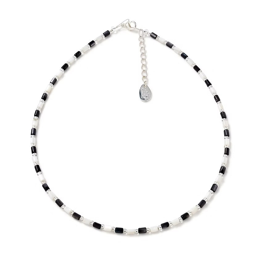 Carrie Elspeth Monochrome Seashell Full Beaded Necklace - Black/White