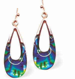 Byzantium Paua Shell Drop Earrings - Golden Tipped Open Teardrop