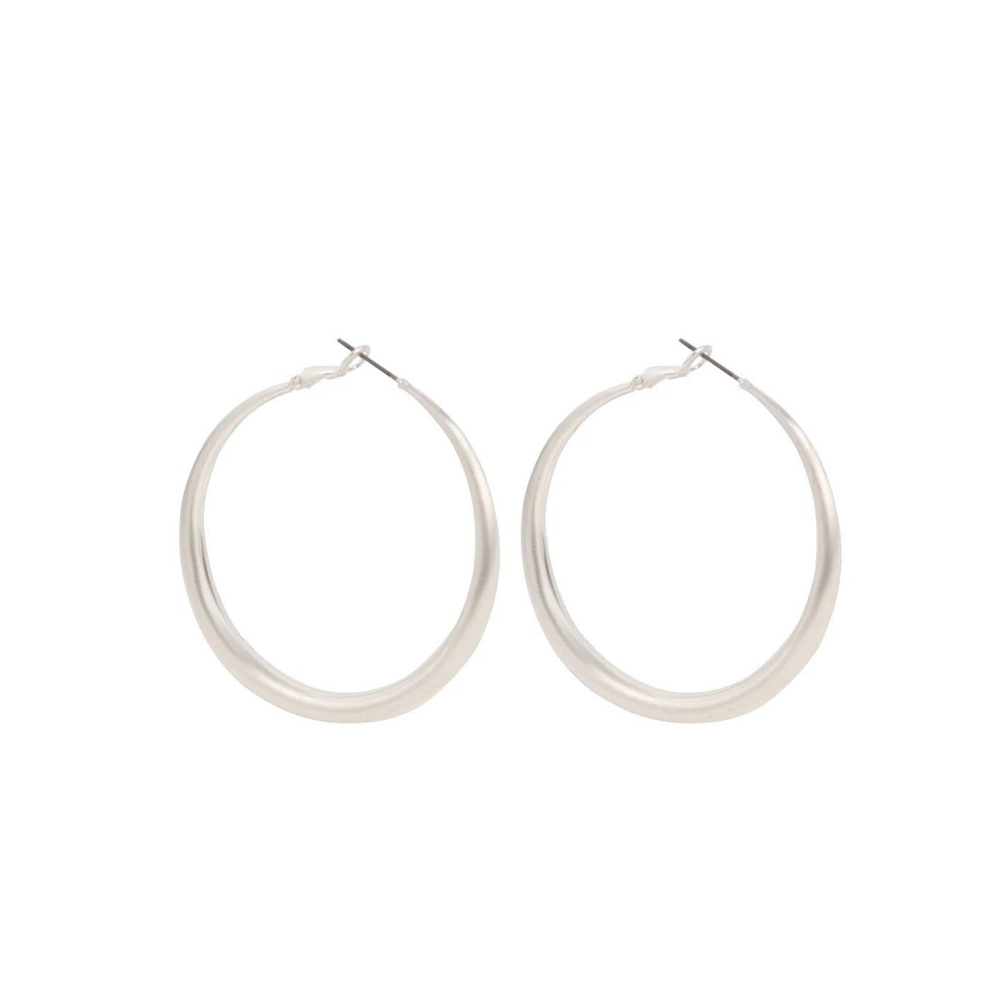 Park Lane Statement Matt Silver Plated Large Hoop Earrings - Silver Matt