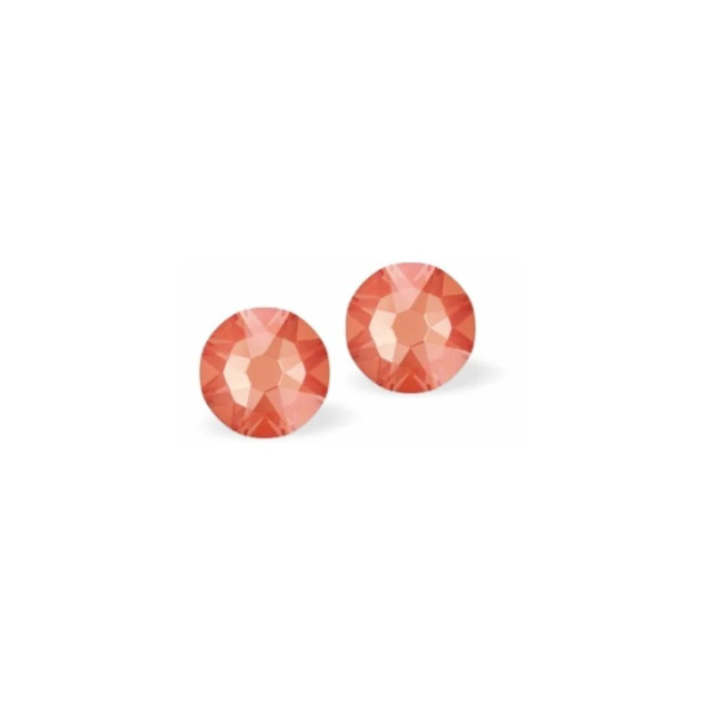 Byzantium Swarovski 6mm Crystal Studs - Chaton - Orange Glow DeLite