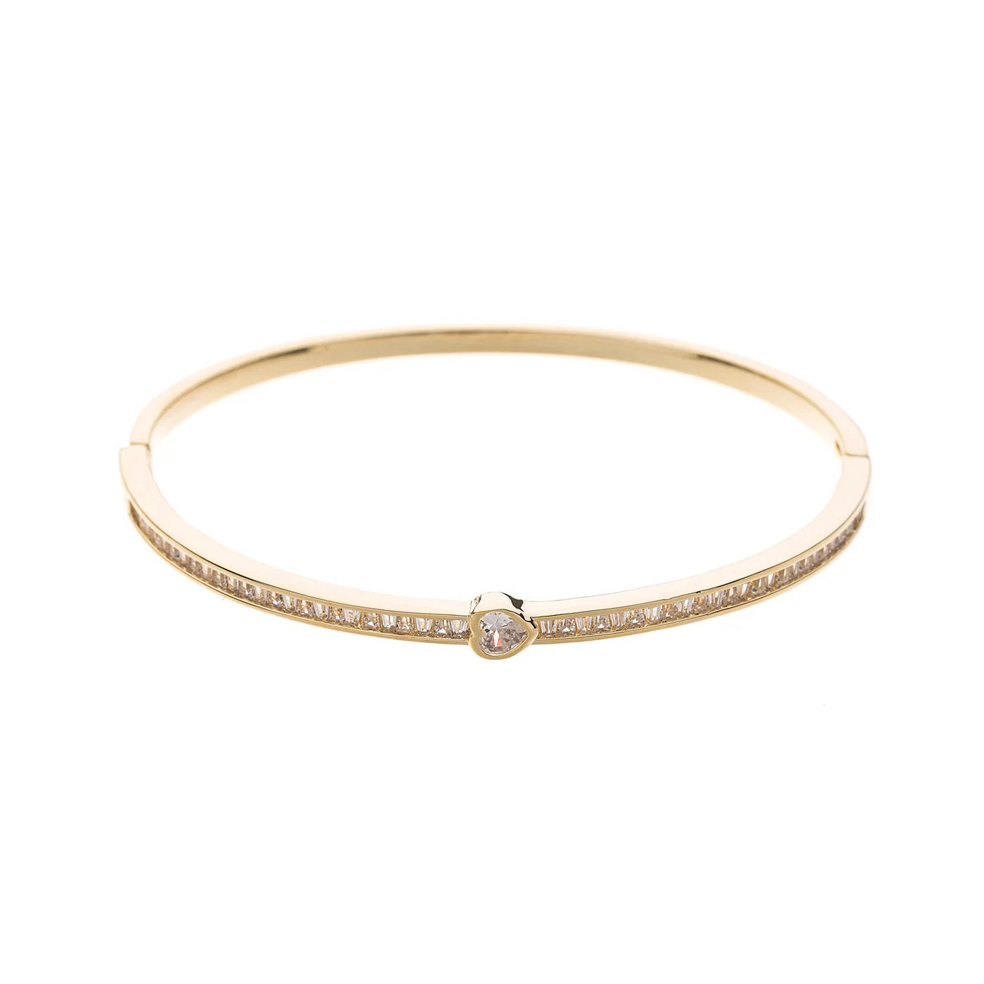 Park Lane Crystal Heart & Gold Cubic Zirconia Bangle Bracelet - Gold