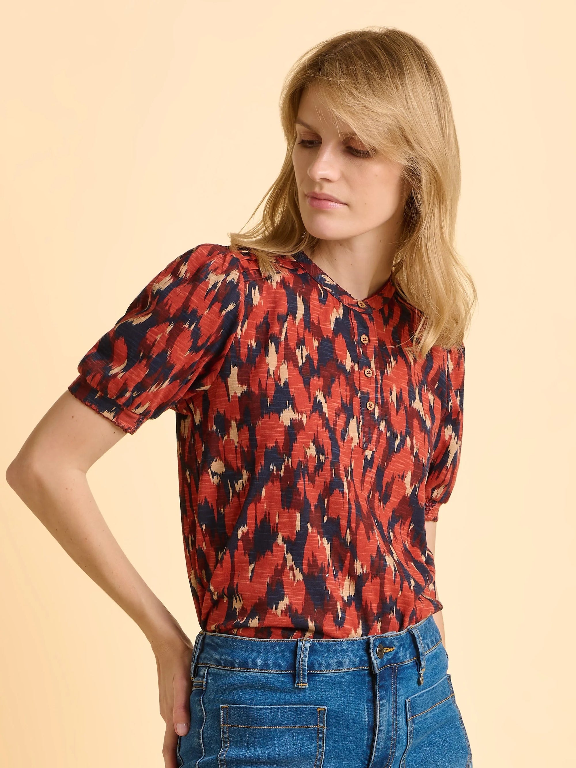 Brakeburn Lily Print Blouse - Red
