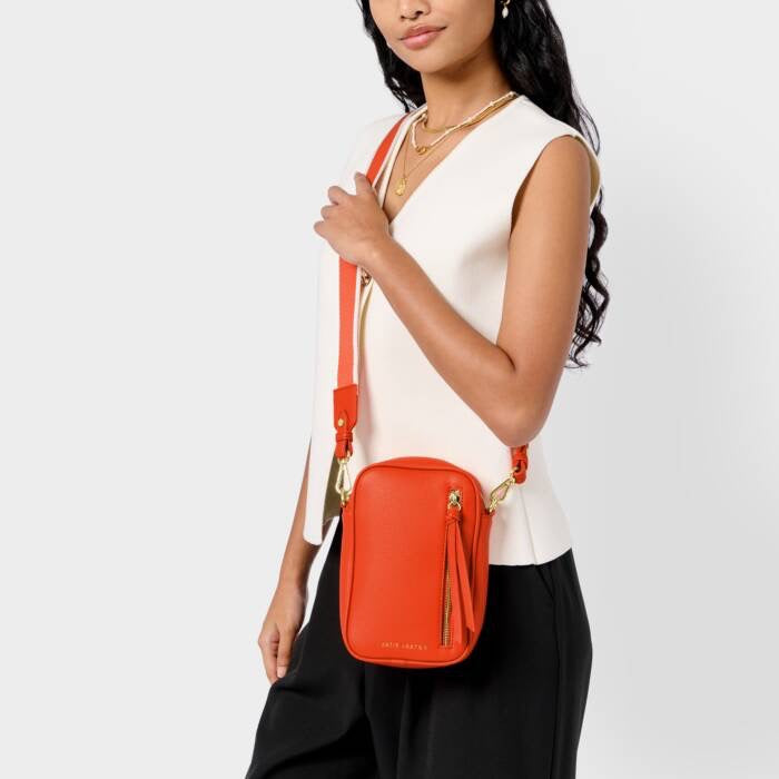 Katie Loxton Hallie Small Zip Crossbody Bag - Deep Orange