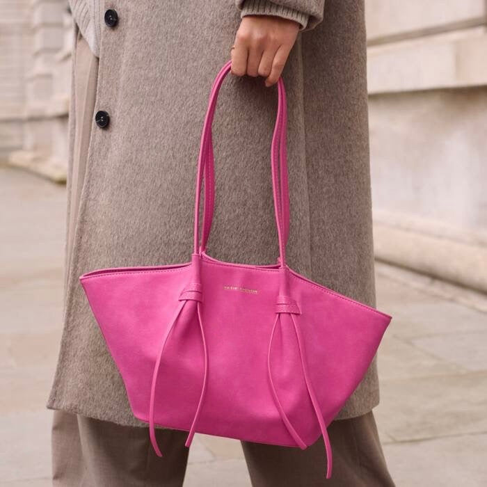 Katie Loxton Celina Small Tote Handbag - Faux Suede - Magenta Pink
