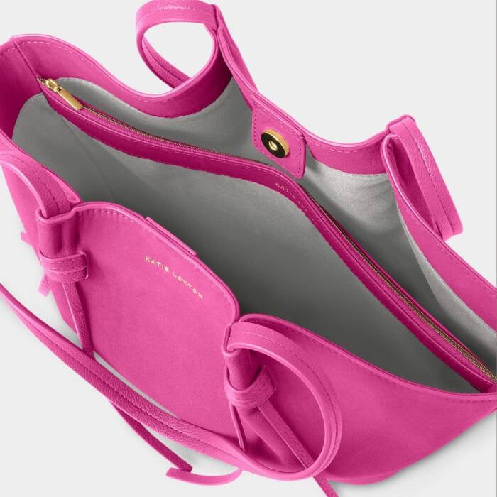 Katie Loxton Celina Small Tote Handbag - Faux Suede - Magenta Pink