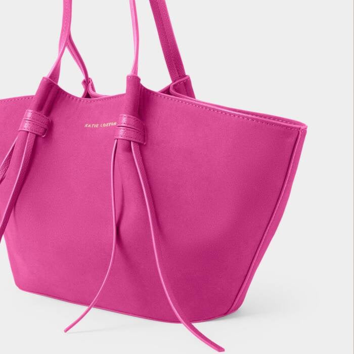 Katie Loxton Celina Small Tote Handbag - Faux Suede - Magenta Pink