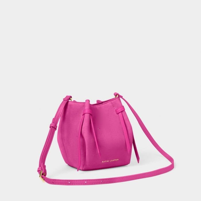 Katie Loxton Celina Mini Bucket Handbag - Faux Suede - Magenta Pink