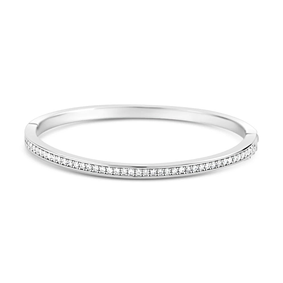 Park Lane Crystal Cubic Zirconia Single Bangle Bracelet - Rhodium Silver