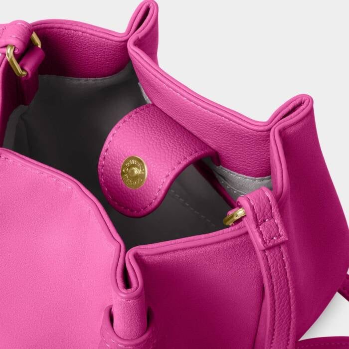 Katie Loxton Celina Mini Bucket Handbag - Faux Suede - Magenta Pink