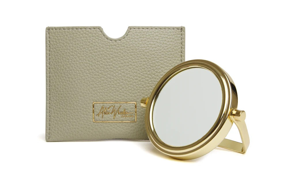 Alice Wheeler Pistachio Green Handbag 7x Magnifying Mirror & Pouch