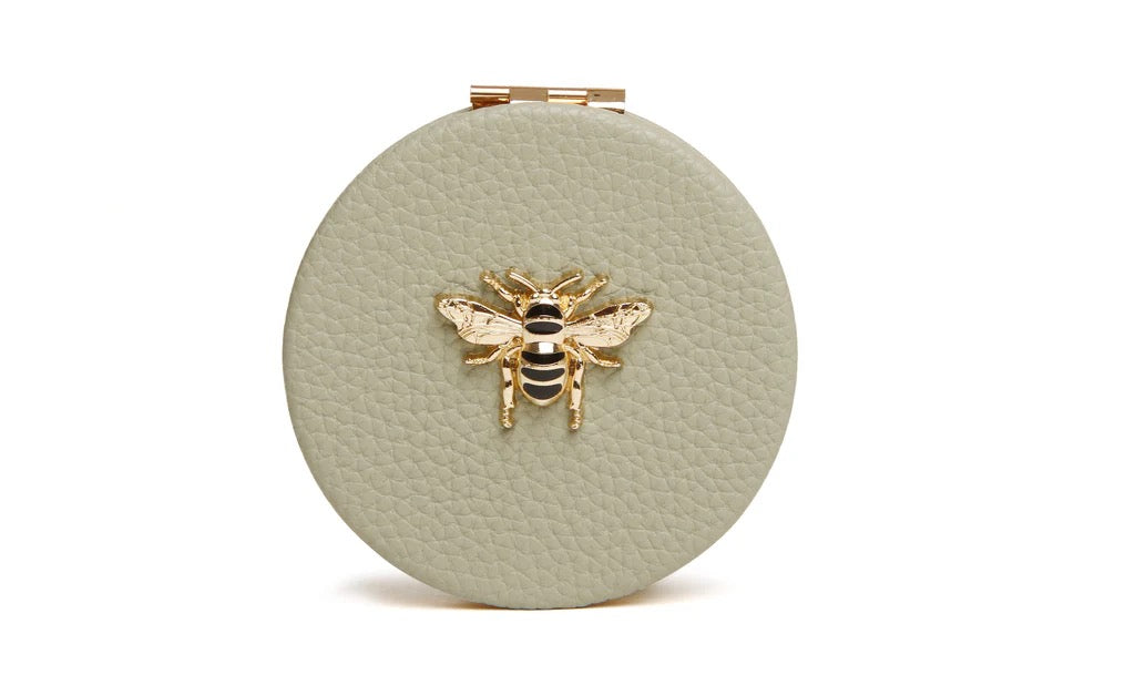 Alice Wheeler Pistachio Green Bee Round Compact Mirror
