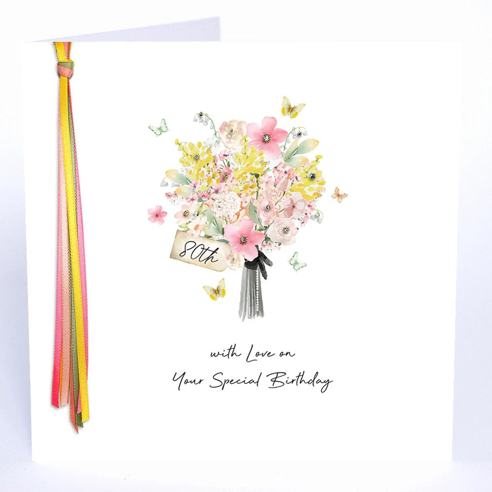 Five Dollar Shake - LARGE card - 80th Special Birthday Floral Bouquet Card