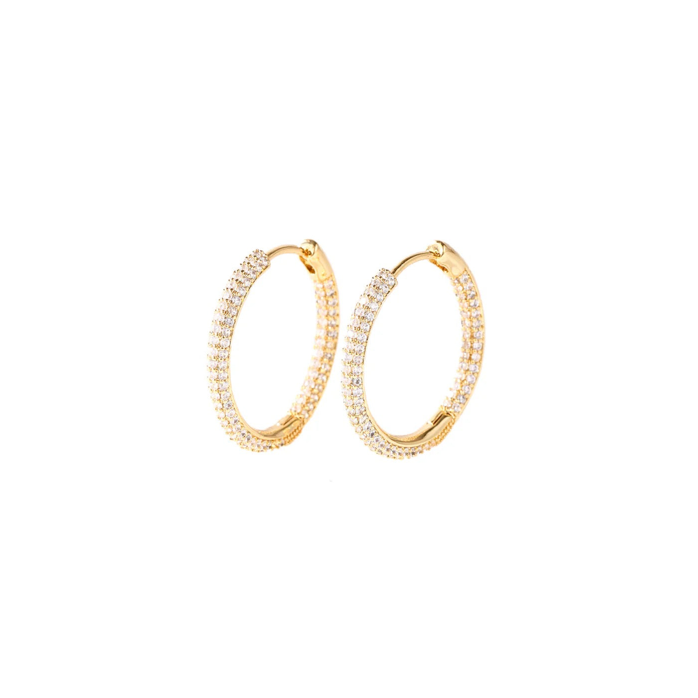 Park Lane - Cubic Zirconia Crystal Medium Hoop Earrings - Gold