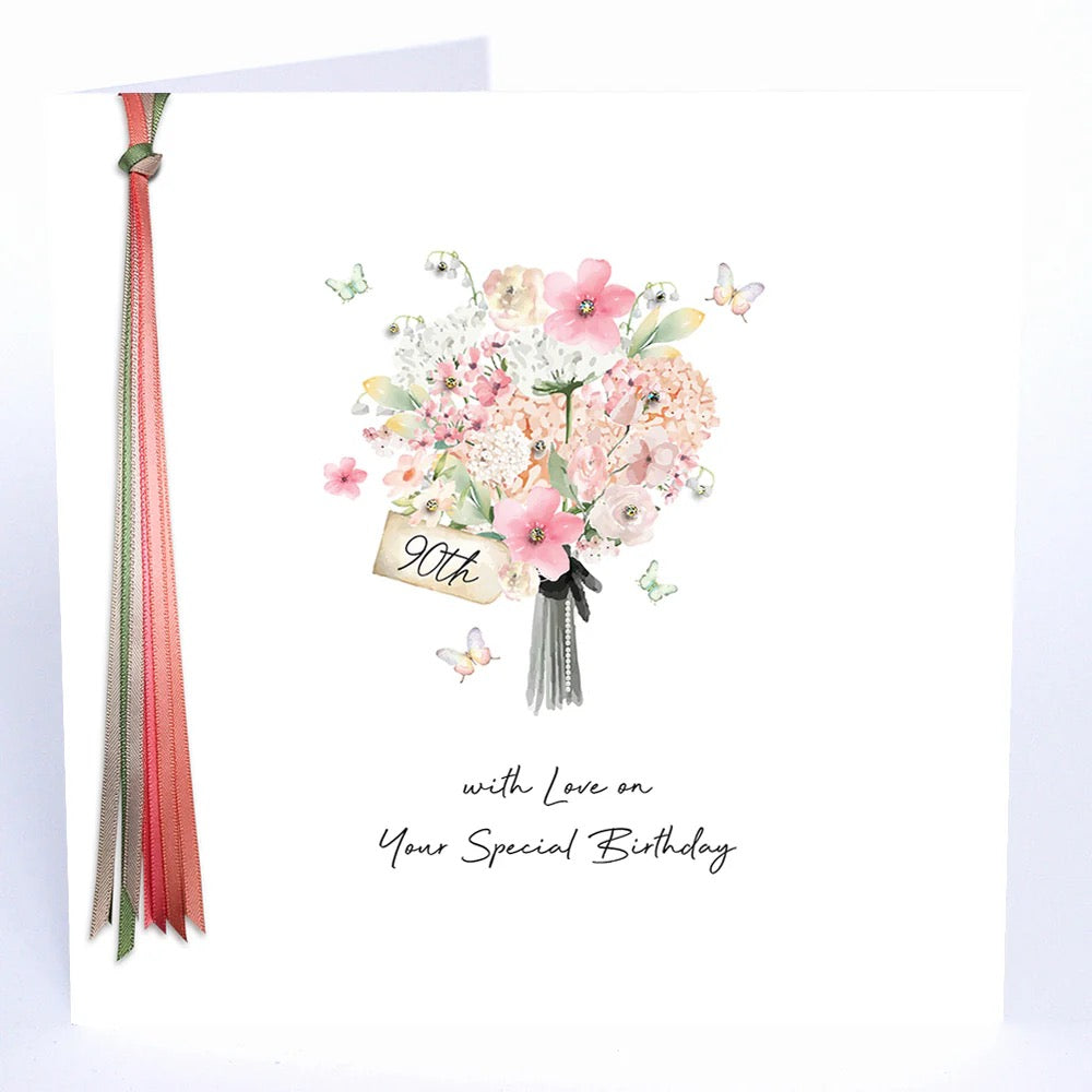 Five Dollar Shake - LARGE card - 90th Special Birthday Floral Bouquet Card