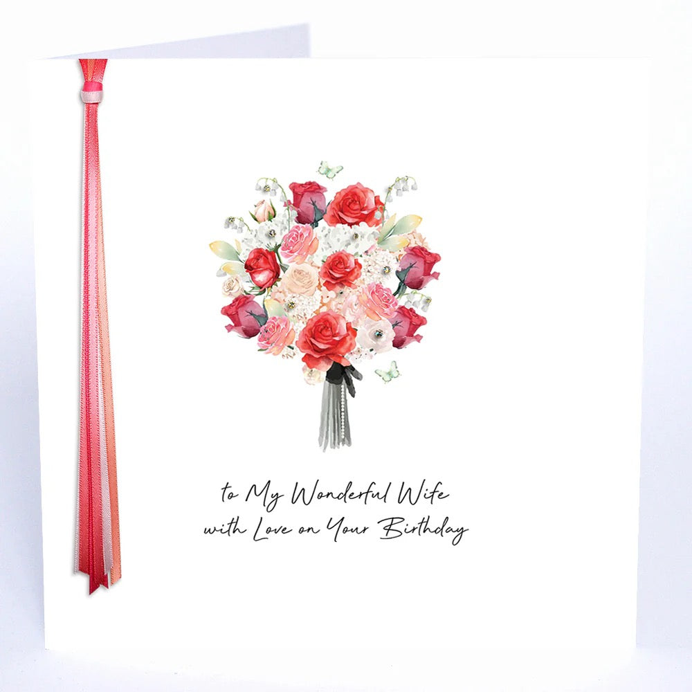 Five Dollar Shake - LARGE card - Wife Birthday Red Roses Bouquet Card