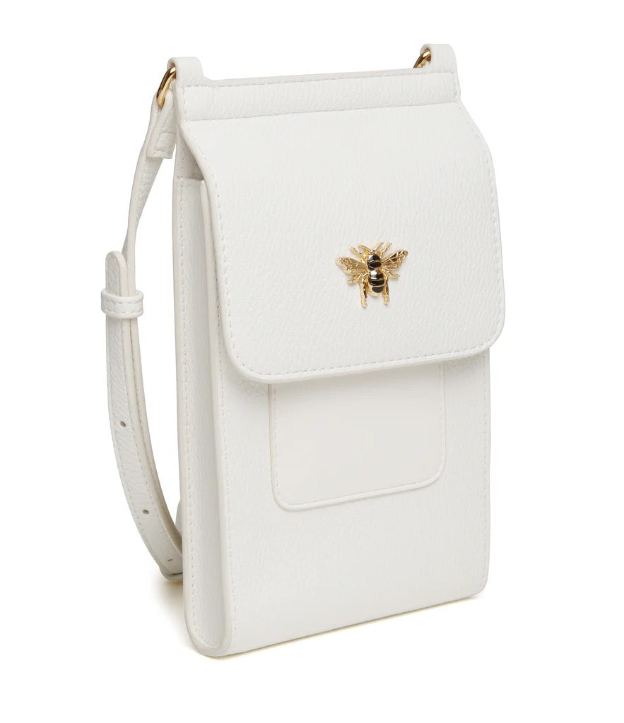 Alice Wheeler Mini Bloomsbury Crossbody Phone Bag - White