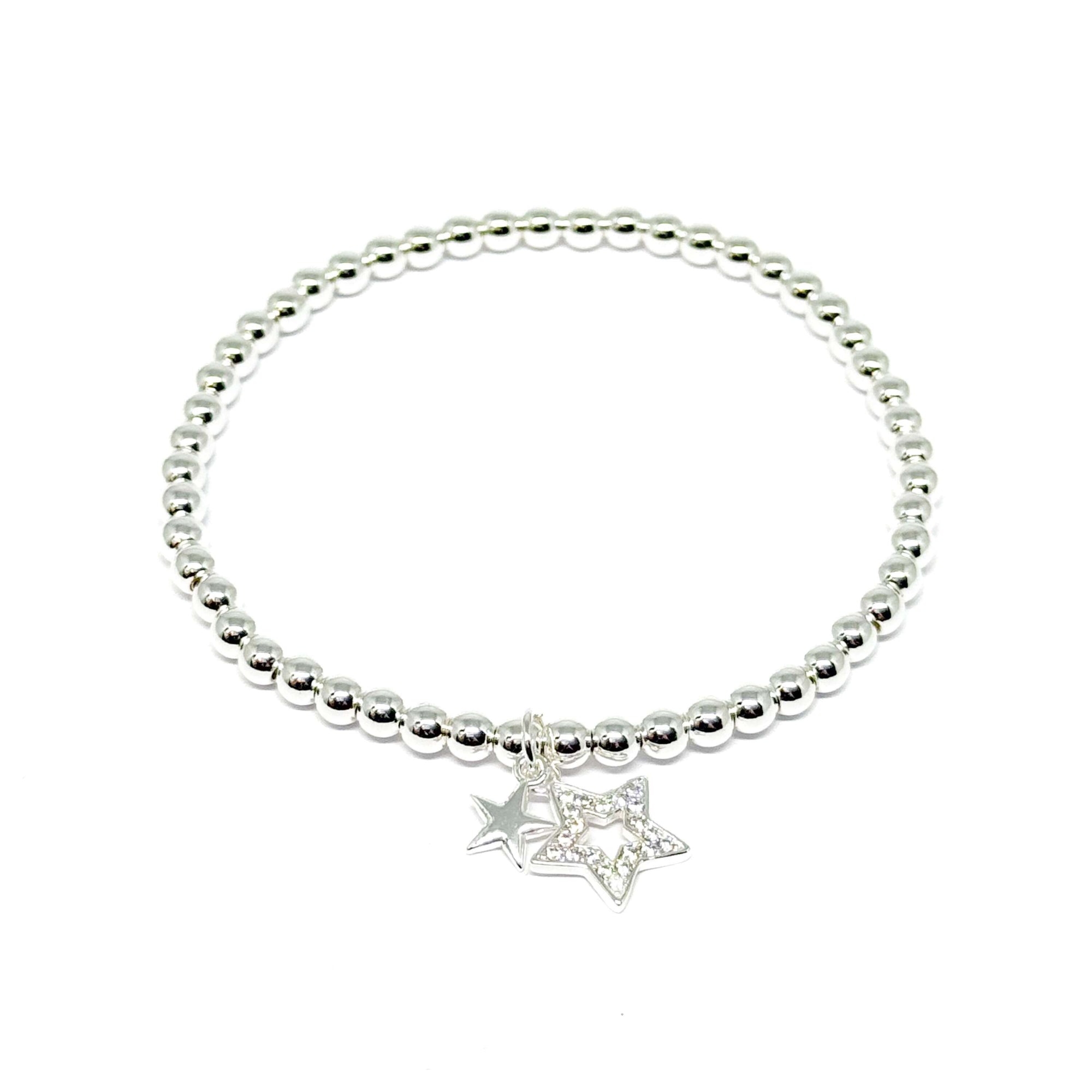 Calista Pave Star Stretch Bracelet - Silver - Clementine Jewellery