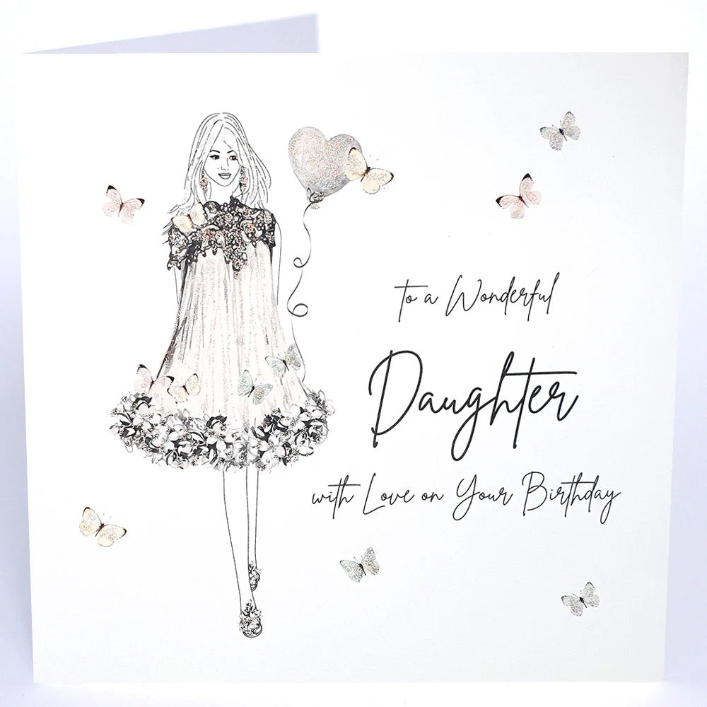 Five Dollar Shake - LARGE card - Wonderful Daughter Girl with Heart Balloon Birthday Card