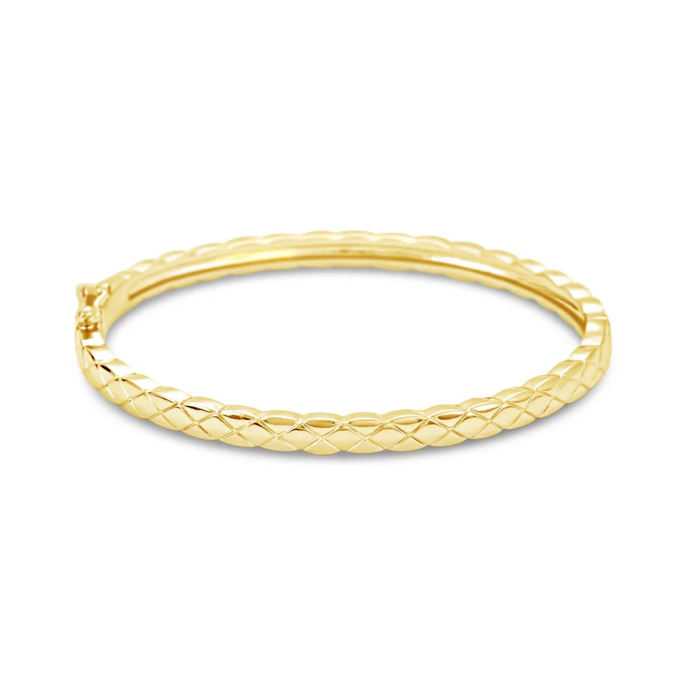 Park Lane Gold Plated Textured Criss-Cross Bangle Bracelet - Gold