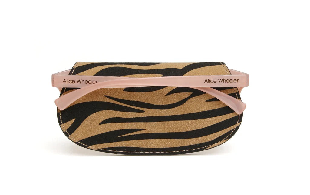 Alice Wheeler Suedette Animal Print Glasses Case - Dark Zebra Print