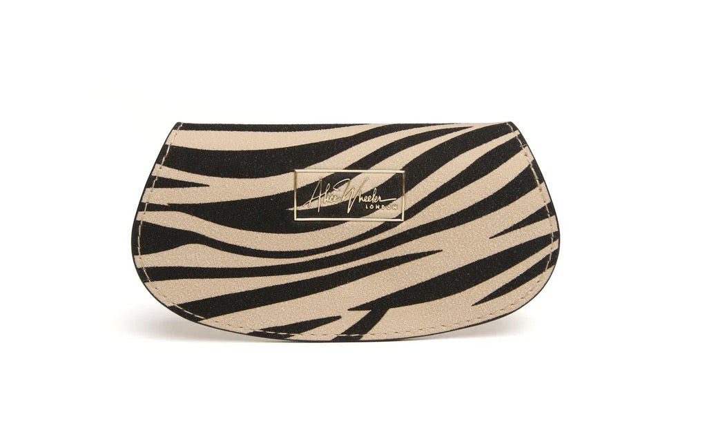 Alice Wheeler Suedette Animal Print Glasses Case - Light Zebra Print