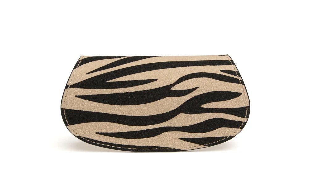 Alice Wheeler Suedette Animal Print Glasses Case - Light Zebra Print