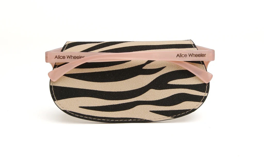 Alice Wheeler Suedette Animal Print Glasses Case - Light Zebra Print