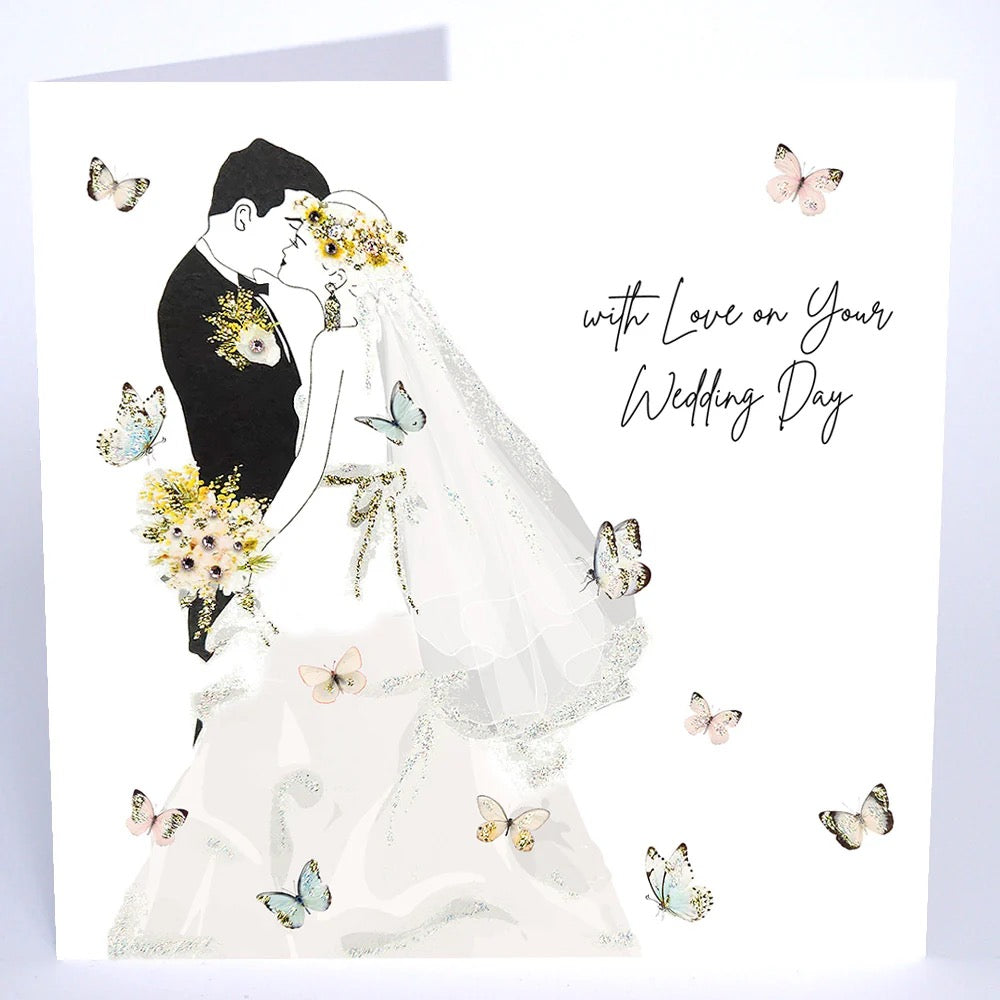 Five Dollar Shake - LARGE - Wedding Day Butterflies & Kissing Couple Card