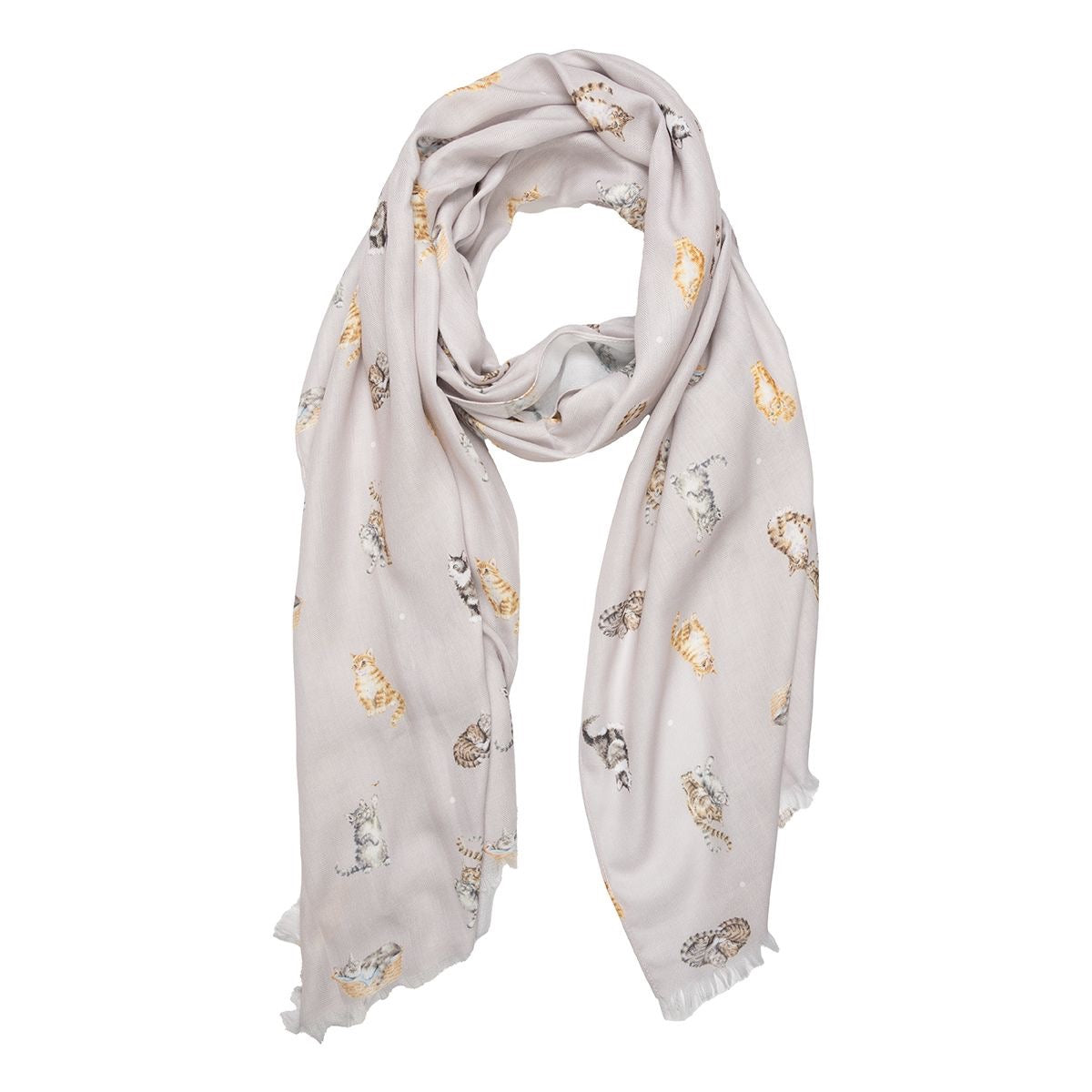 Feline Friends Cat Print Everyday Scarf - - Wrendale Designs