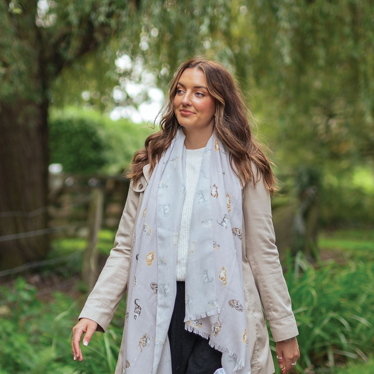 Feline Friends Cat Print Everyday Scarf - - Wrendale Designs