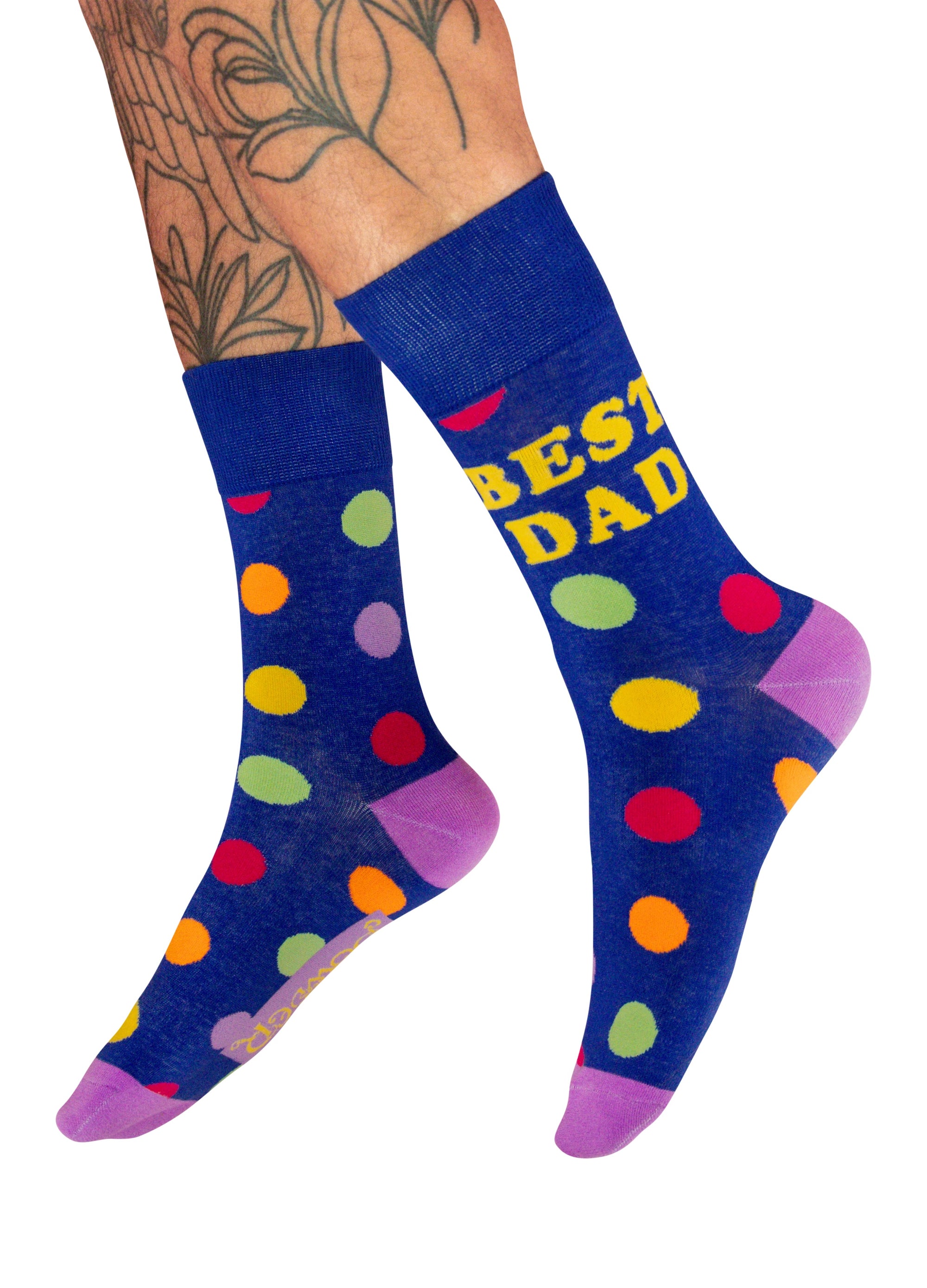 Powder MEN's 'Best Dad' Polka Dot Bamboo Ankle Socks - Navy/Multi
