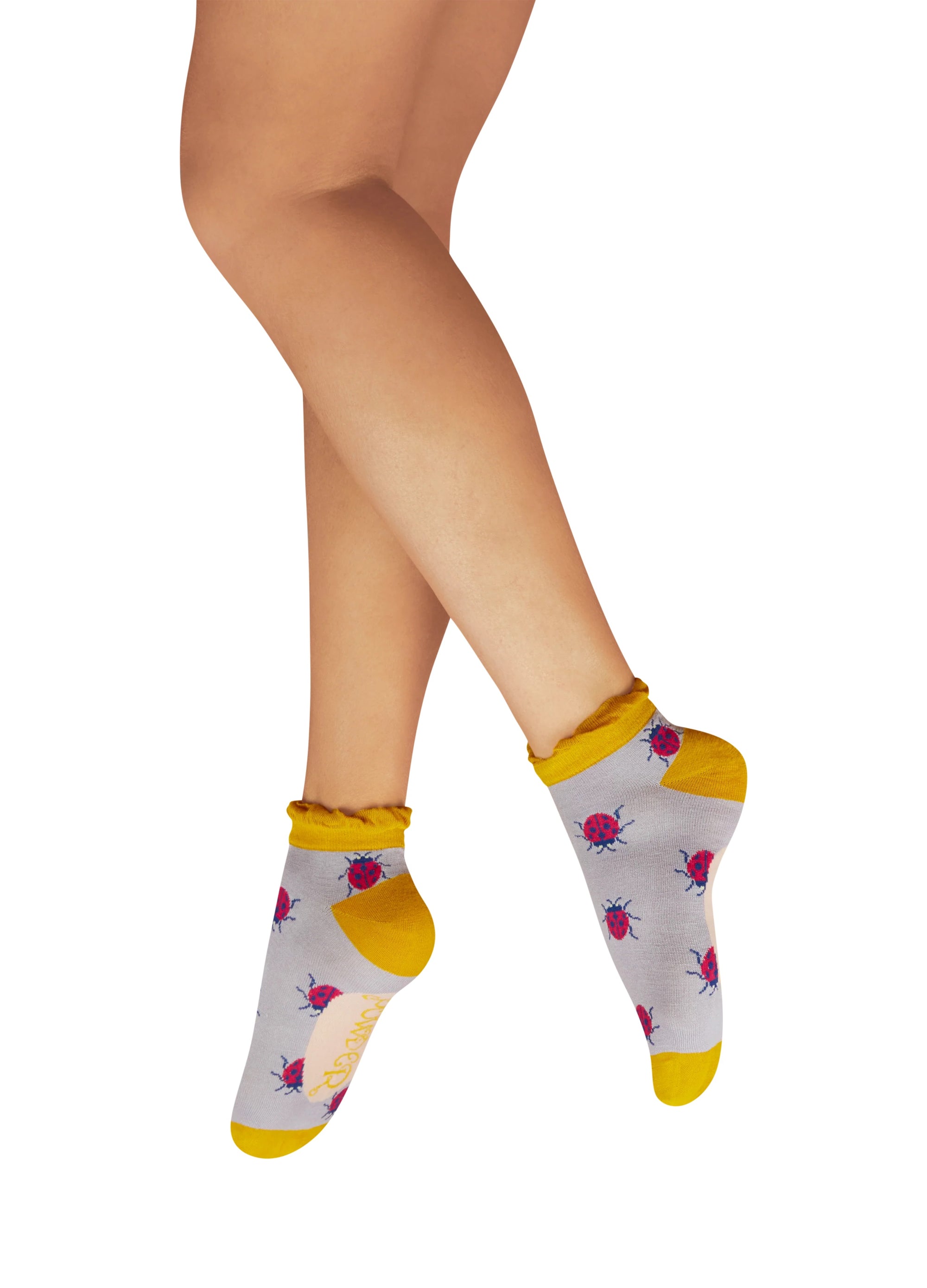 Powder Lovely Ladybirds Ladies Trainer Socks - Lilac