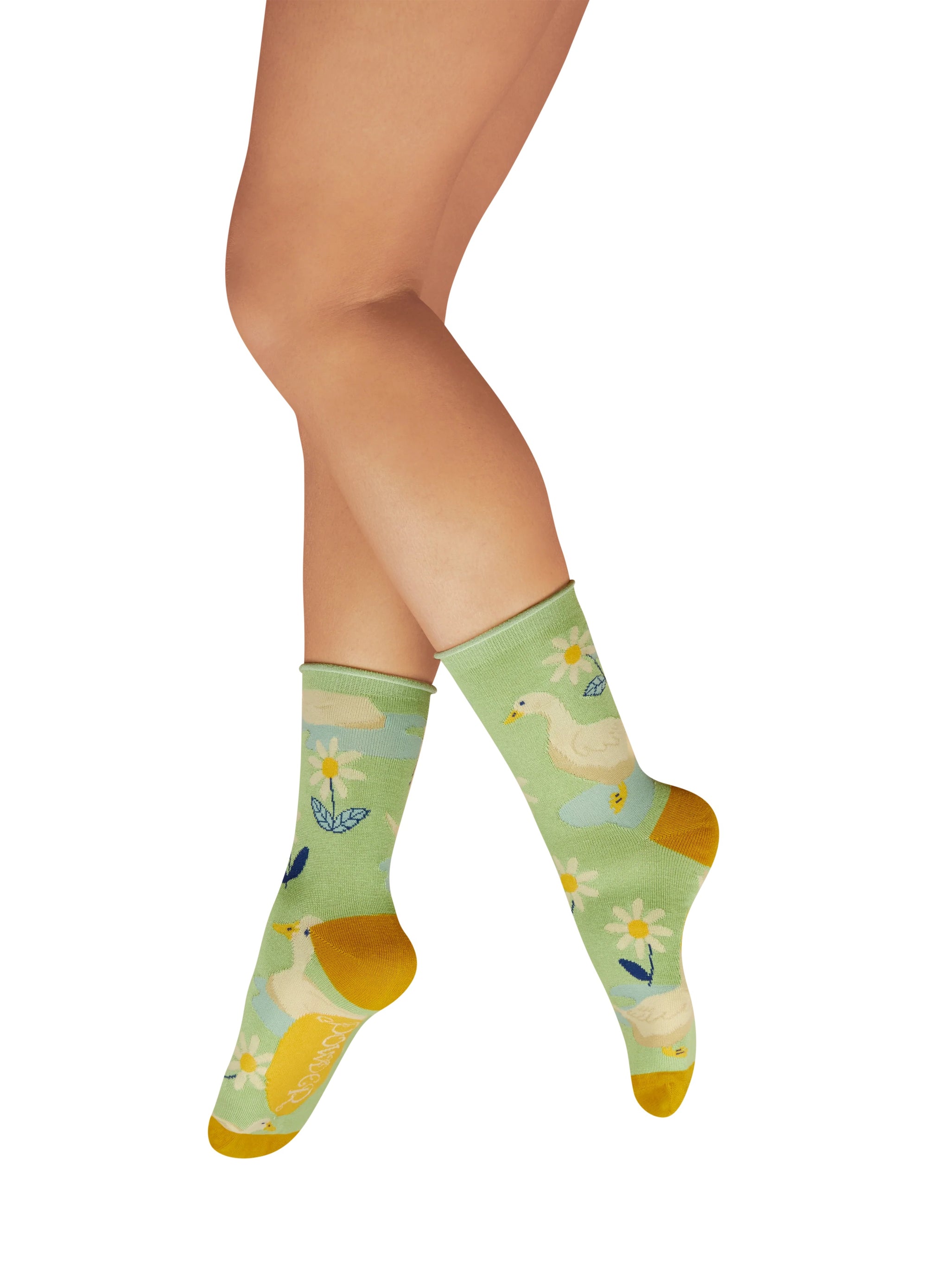Powder Happy Geese - Ladies Bamboo Ankle Socks - Mint Green