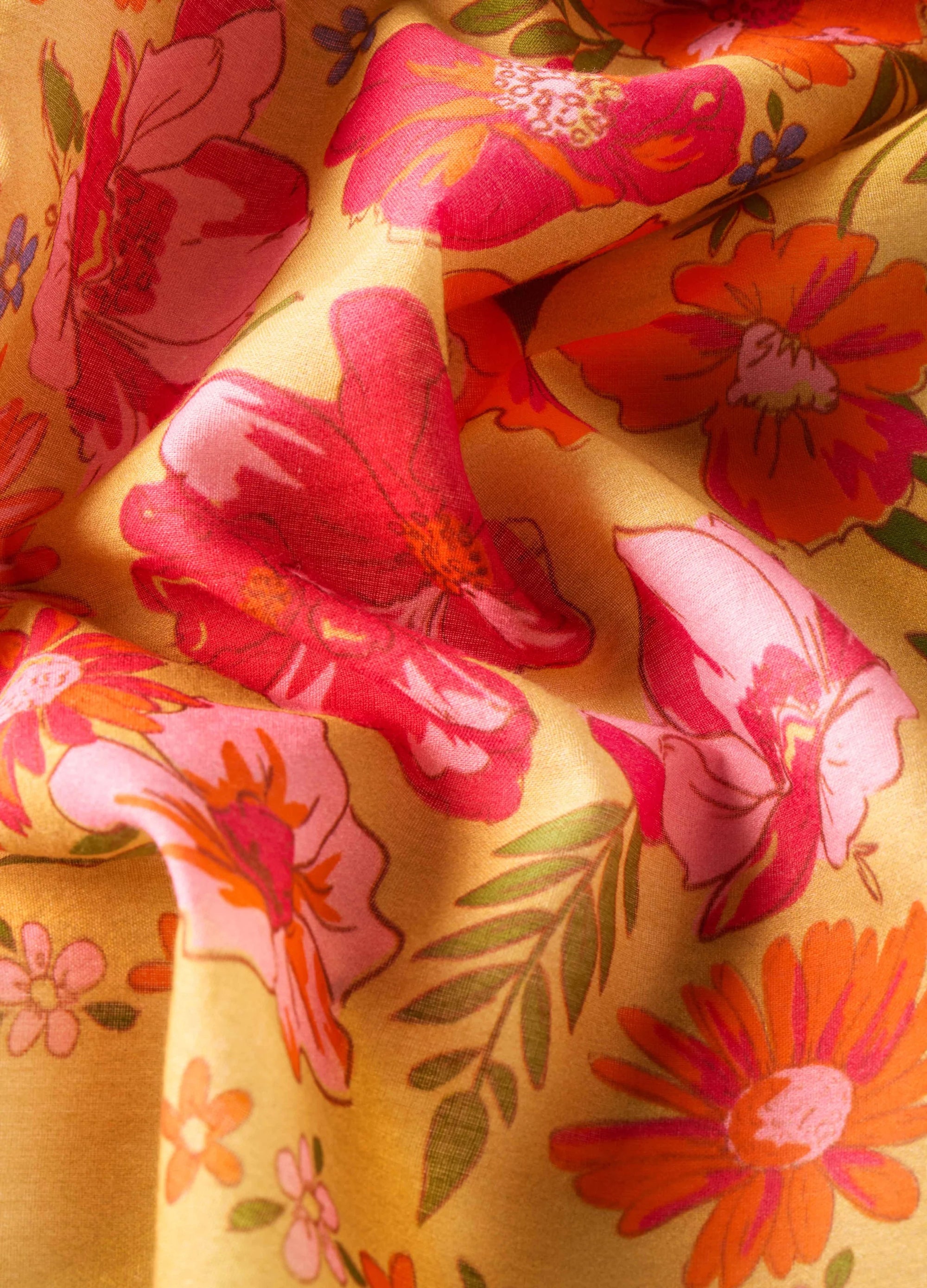 Powder Cotton Bandana - Sketched Floral - Mustard