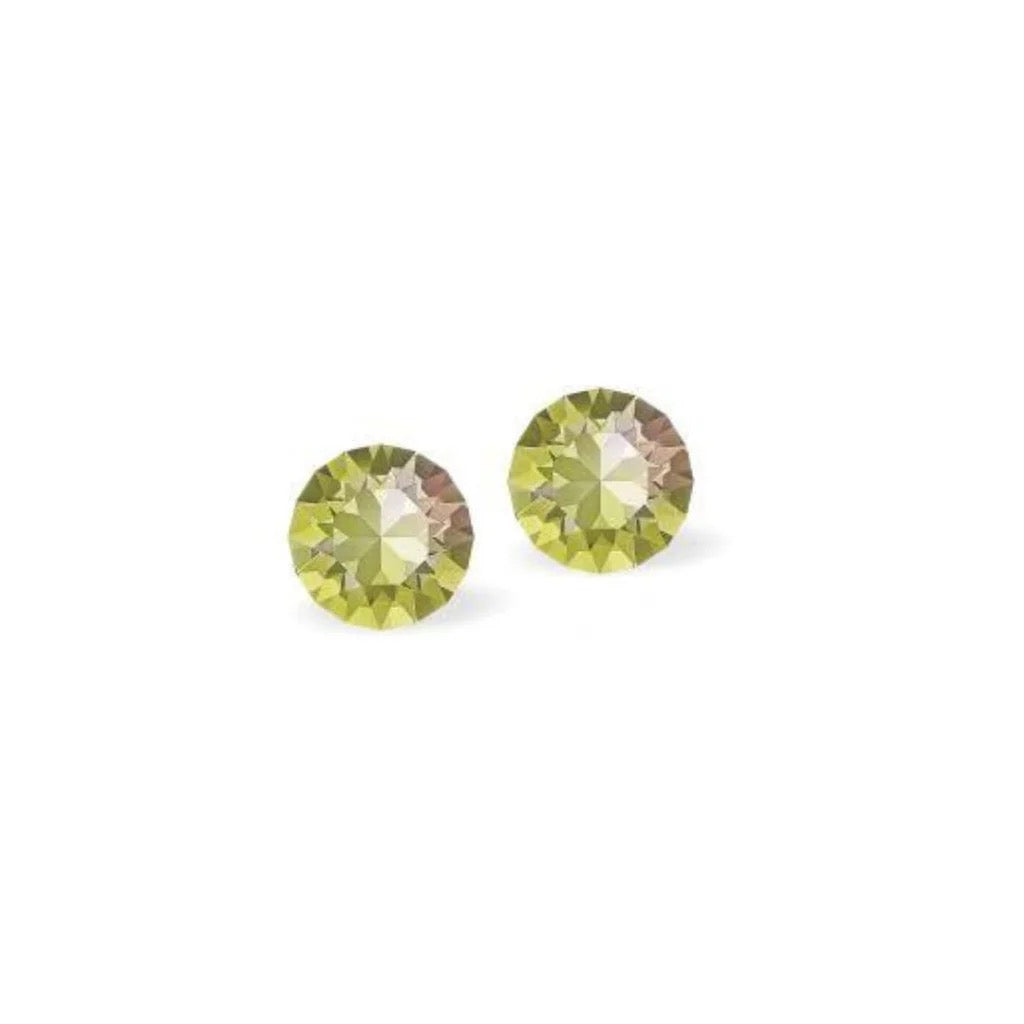 Byzantium 7mm Austrian Crystal Studs - Chaton - Luminous Green