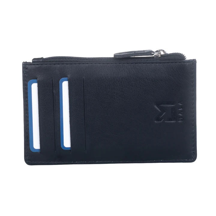 Mala Leather Grey Peeping Cat Coin & Card Holder Wallet (4294 11)- Black