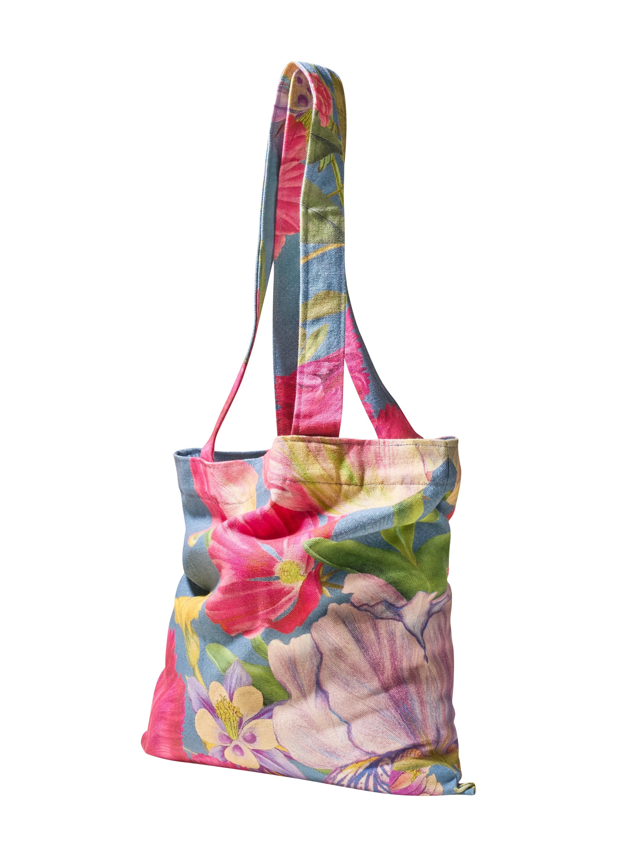 Powder Floral Study Canvas Tote Bag - Denim Blue