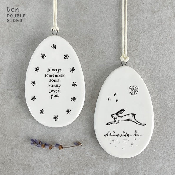 East of India Porcelain Hanging Egg Decoration - Some Bunny Loves You