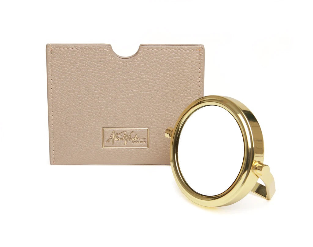 Alice Wheeler Stone Handbag 7x Magnifying Mirror & Pouch