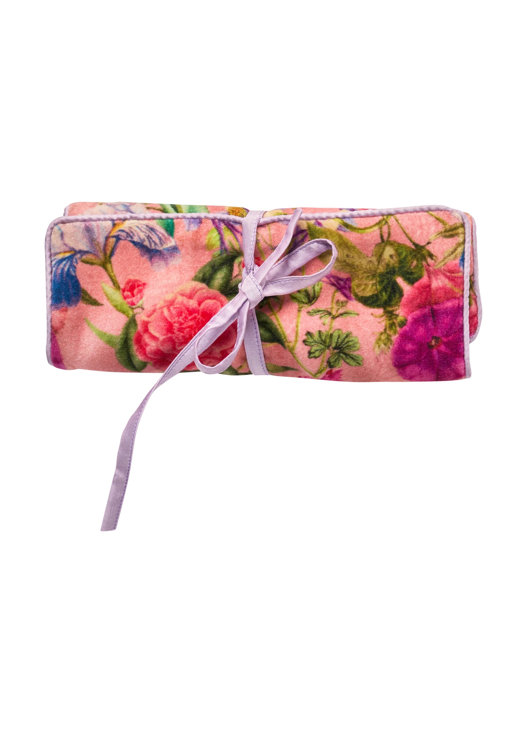 Powder Velvet Jewellery Roll - Floral Study - Petal Pink