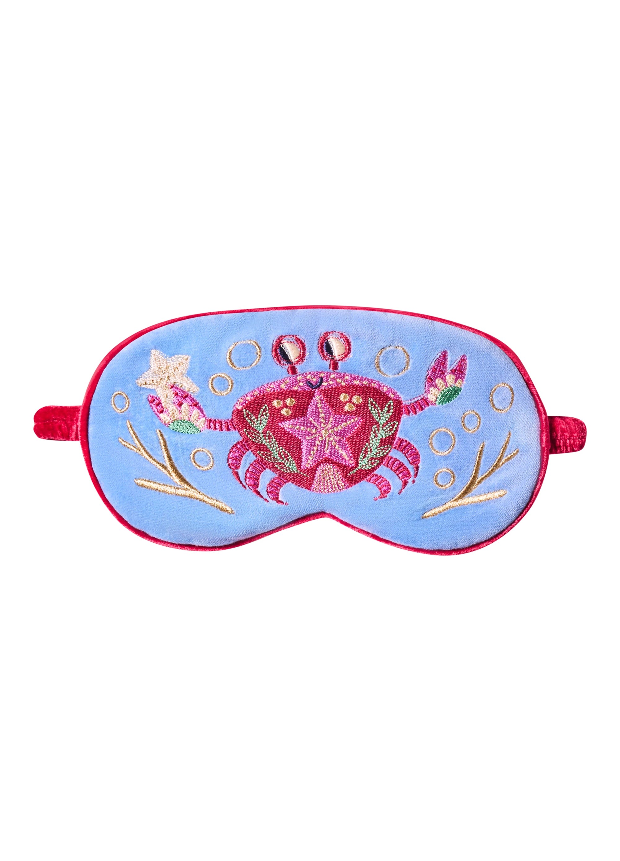 Powder Lavender Velvet Eye Mask - Seafaring Crab - Cornflower Blue