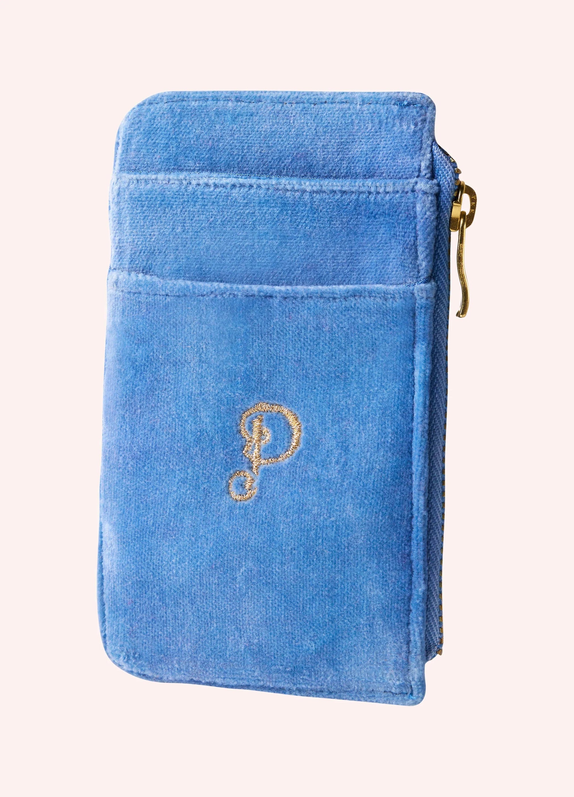 Powder Velvet Glasses Coin Purse/Card Holder - Seafaring Crab - Cornflower Blue