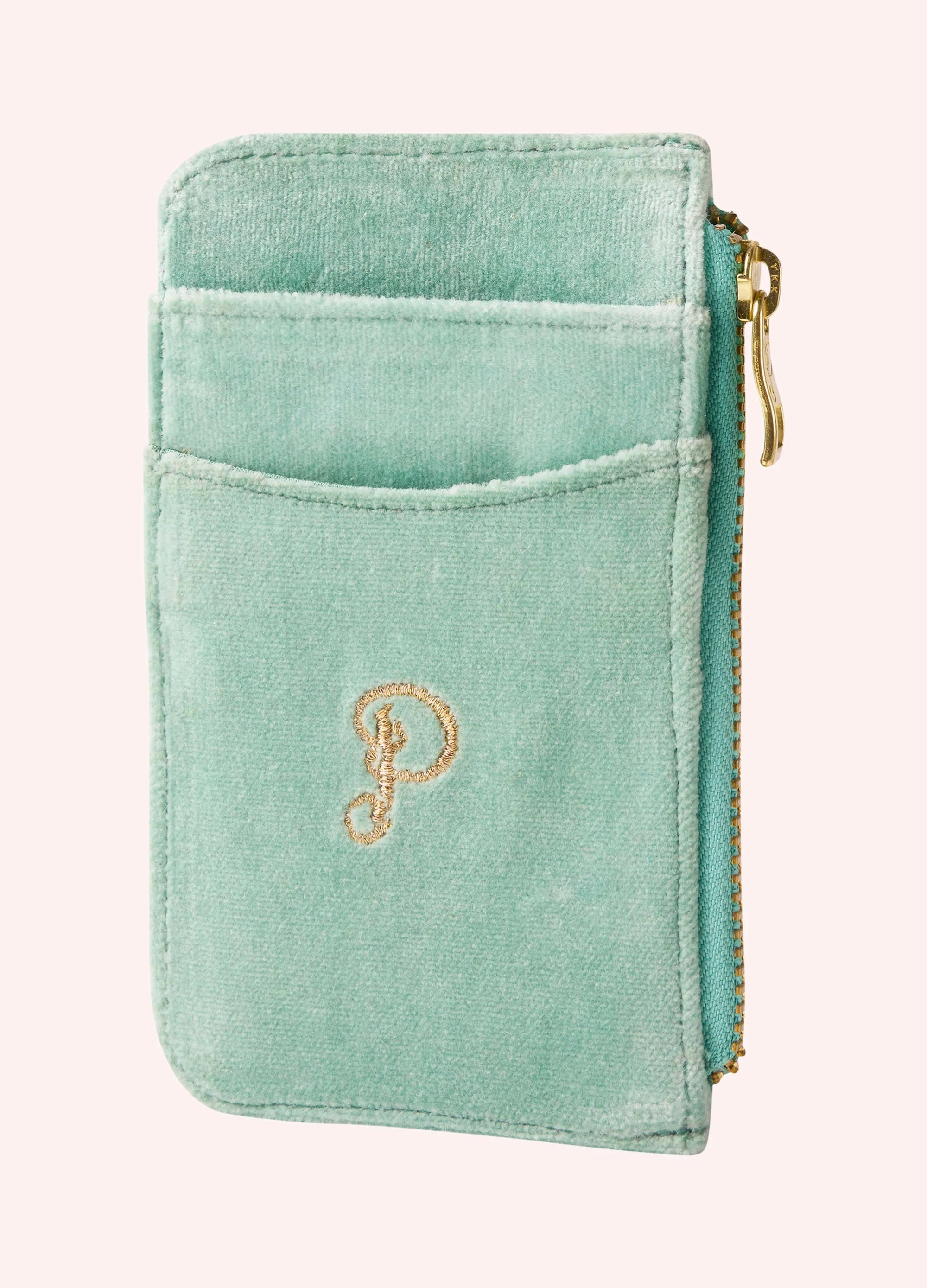 Powder Velvet Glasses Coin Purse/Card Holder - Sparkling Seahorse - Aqua Blue
