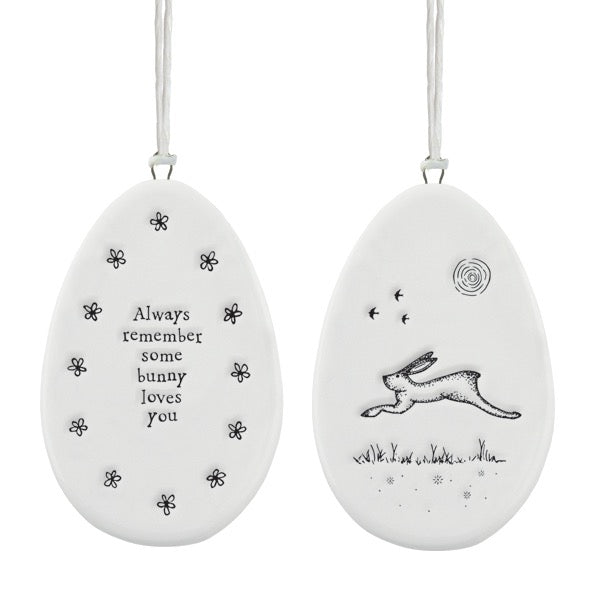 East of India Porcelain Hanging Egg Decoration - Some Bunny Loves You
