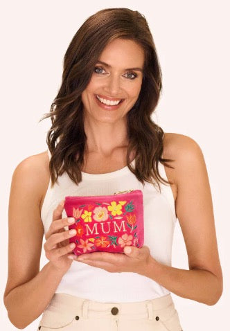 Powder Velvet Mini Zip Pouch - Lovely Mum - Fuchsia Pink