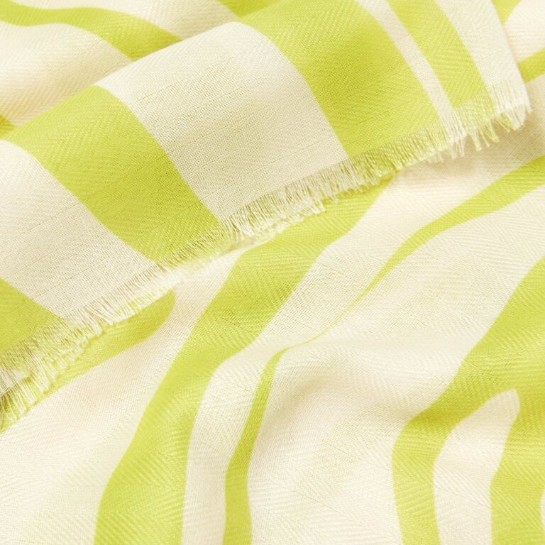 Katie Loxton Foil Print Scarf - Tiger Print - Off White/Lime Green
